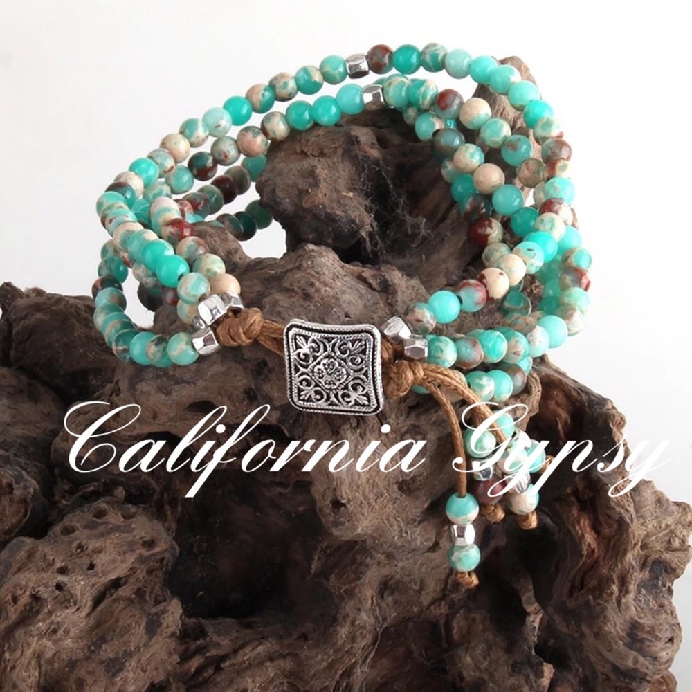 Natural Chrysocolla Bohemian Bracelet - Picture 2 of 3